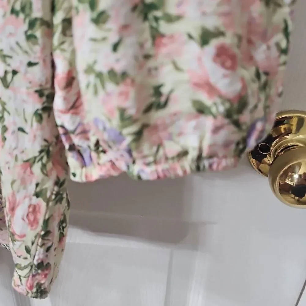 Lucy Paris Floral Tie-Front Peplum Blouse w/ Balloon Sleeves in women's size XL - Picture 4 of 7